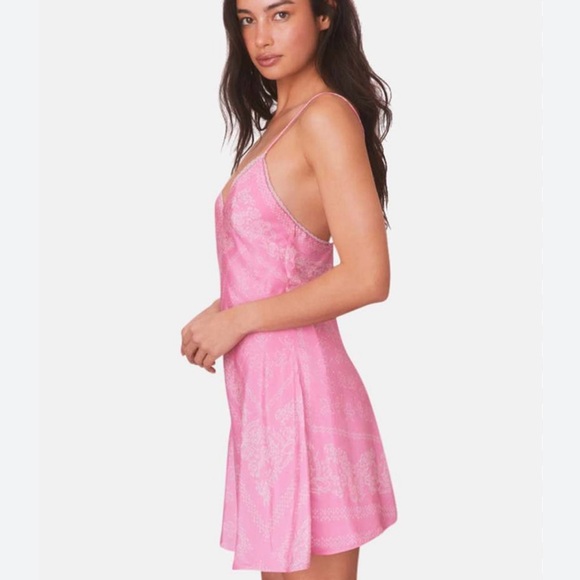 LoveShackFancy Raja Pink Silk Lace Trim Slip Mini Dress size S - Picture 3 of 12